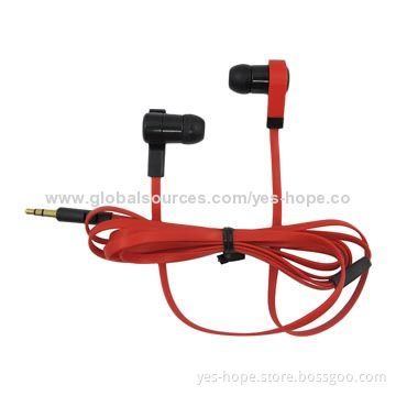 3.5mm Jack Stereo Long Wired Red Earphones for iPod with 20-20,000Hz Frequency Response